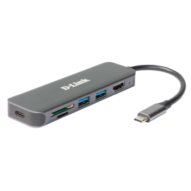D-Link DUB-2327 6-in-1 USB-C Hub with HDMI, SD/microSD card reader and power delivery, 1* USB-C connector, 1* HDMI Port, 2* USB